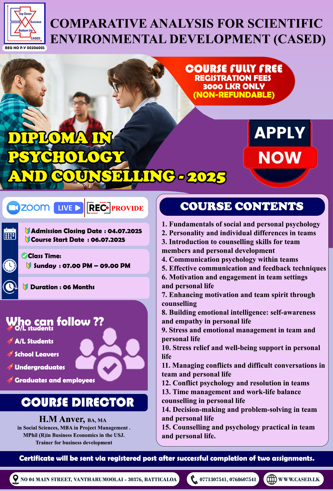 Diploma in Psychology and Counselling